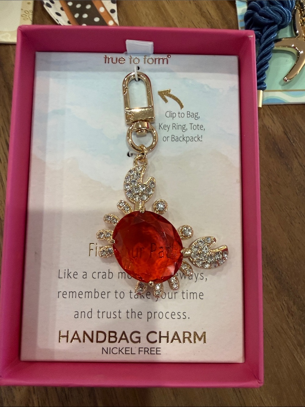 True to Form Red Crystal Crab Handbag Charm